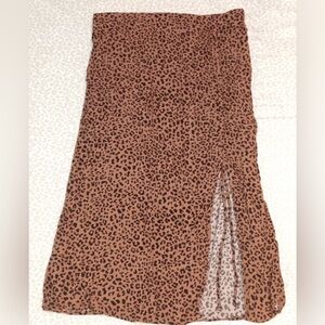 Animal print ruched midi skirt
